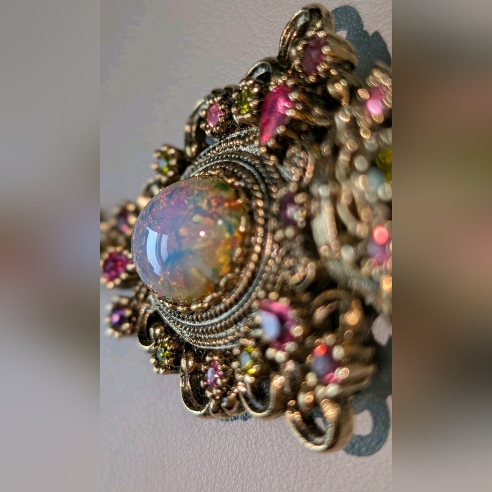Vintage Sarah Coventry Contessa Brooch Victorian Crown Foil Rhinestones Pin - Picture 10 of 11